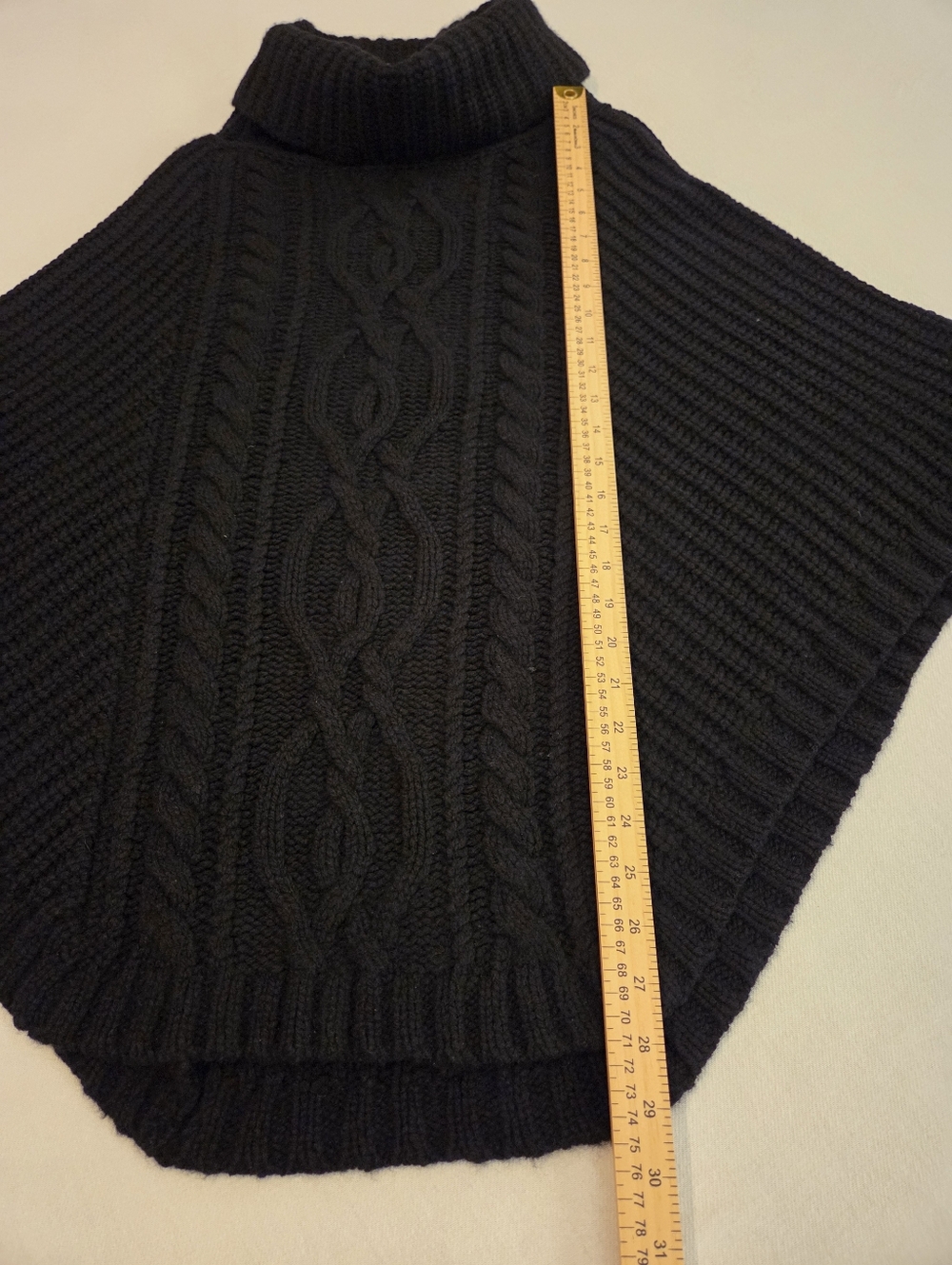 Autumn Cashmere Black Cable Knit Turtleneck Poncho - Picture 5 of 9